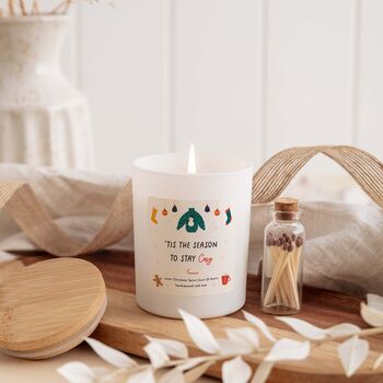 Tis The Season To Stay Cosy Scented Candle Gift Box Vegan, 2 of 5