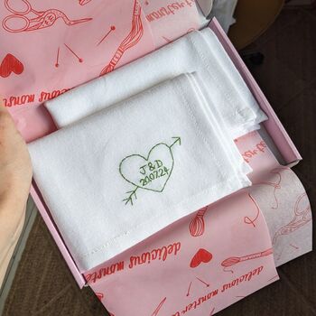 Personalised Love Heart Hand Embroidered Handkerchief, 4 of 8