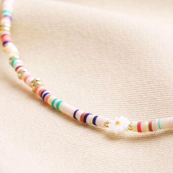 Multicoloured Heishi Daisy Charm Beaded Necklace, 4 of 5