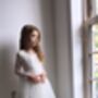 Long Sleeve Flower Girl Dress – Pearl Buttons And Tulle Skirt Ankle Length, Handmade UK, thumbnail 8 of 8