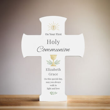 Personalised Holy Communion Cross Wooden Ornament, 4 of 5