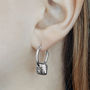 Organic Textured Sterling Silver Square Hoop Earrings, thumbnail 3 of 4