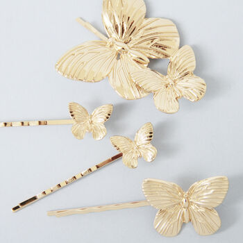 Gold Butterfly Hair Clips, 6 of 8
