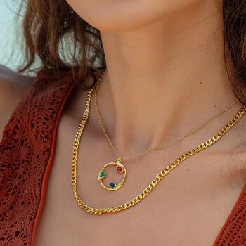 Tri Gem Harmony Gold Pendant Necklace, 4 of 5