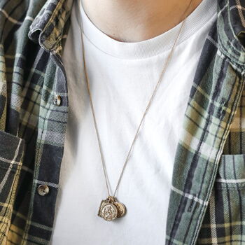 Men's Stainless Steel Vintage St Christopher Charms Long Chain Necklace, 2 of 8