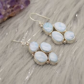 Larimar Drop Earrings: Sterling Silver Blue Gemstone, 12 of 12