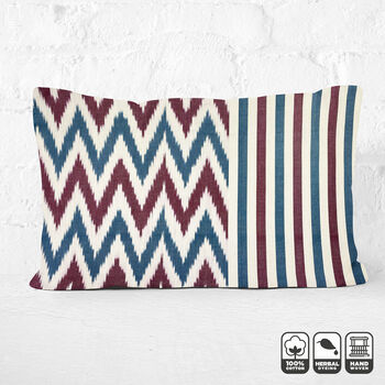 Zig Zag And Striped Handwoven Ikat Cushion Cover, 6 of 8
