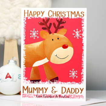 Personalised Reindeer Family Christmas Card, 6 of 9