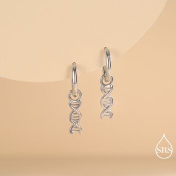 Dna Molecule Huggie Hoop In Sterling Silver, 2 of 11