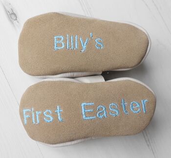 Suede Easter Bunny Baby Shoes With Sheepskin Tail, 5 of 10