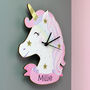 Personalised Unicorn Shape Wooden Clock, thumbnail 3 of 5