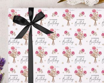 Three Sheets Of November Birth Month Birthday Wrapping Paper, 2 of 2