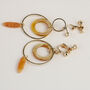 Gold And Orange Circle Dangle Clip On Earrings, thumbnail 3 of 3