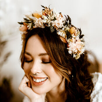 Mira Dried Flower Crown Wedding Bridal Headband, 2 of 3