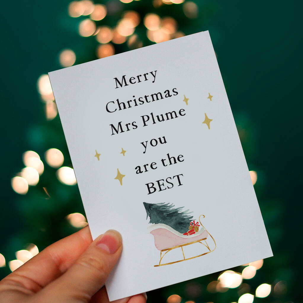 Merry Christmas, Personalised Teacher Card By CJ Designs