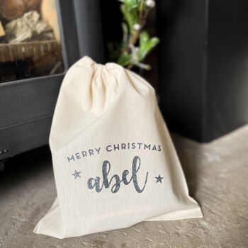 Reusable Cotton Christmas Gift Bag Personalised, 3 of 3