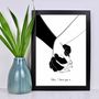 Personalised Romantic Holding Hands Print, thumbnail 4 of 7