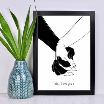 Personalised Romantic Holding Hands Print, 4 of 7