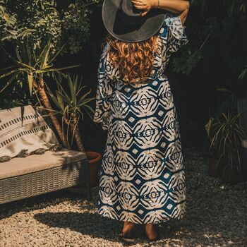 Navy Blue Long Sleeve Viscose Summer Kimono, 2 of 4