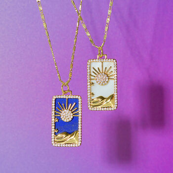 Pearl Or Lapis Sun Pendant On Gold Filled Chain, 4 of 9
