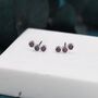 Sterling Silver Tiny Black Opal Trio Stud Earrings, thumbnail 2 of 12