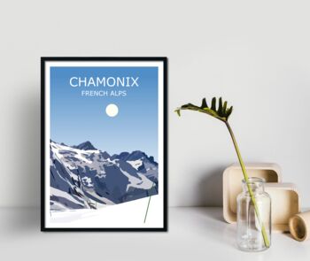 Chamonix French Ski Resort Art Print, 2 of 3