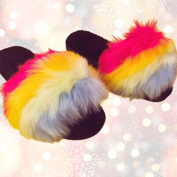 Christmas Slippers Fluffy Rainbow Joy, 2 of 4