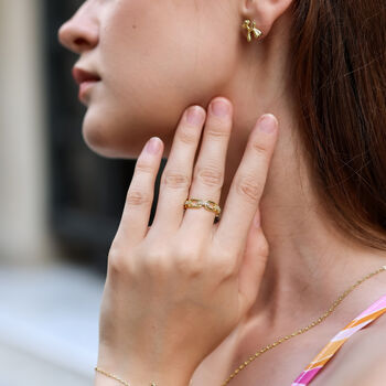 Sterling Silver Pave Chain Ring, 12 of 12