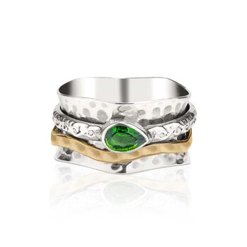 Aura Magic Chrome Diopside Silver Spinning Ring, 3 of 8