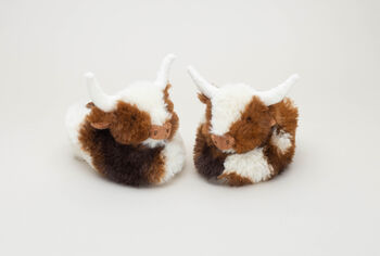 Longhorn Texas Highland Cow Baby Newborn Slippers, Boxed, 2 of 8