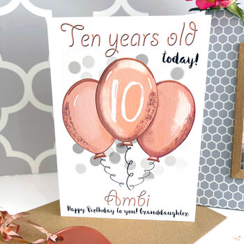 Personalised Balloons Relation 10th Birthday Card, 2 of 10