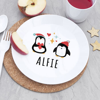 Personalised Kids Winter Penguin Dinner Set, 4 of 6
