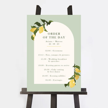 Amalfi Lemons Wedding Order Of The Day Sign, 2 of 3