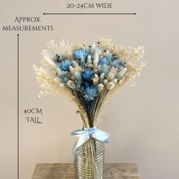 Blue And White Dried Flower Bouquet With Cape Flowers, 2 of 5