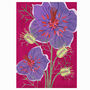 Nigella Love In The Mist Flower Greeting Card, British Flower, Illustrated, Textured, Sustainable, Deep Pink Background, thumbnail 2 of 2