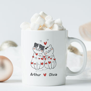 Personalised Cat Couple Mug Gift With Names, 4 of 8