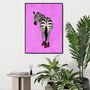 Pink Zebra Wearing Heels Original Wall Art Print, thumbnail 2 of 4