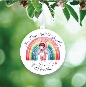 Personalised Cute Child Bunny Rainbow Decoration, 2 of 2