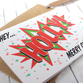 Personalised Merry Christmas Card, Pop Art Style, 2 of 2