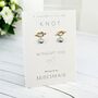 Bridesmaids Gold Plated Knot And Pearl Stud Earrings, thumbnail 1 of 7