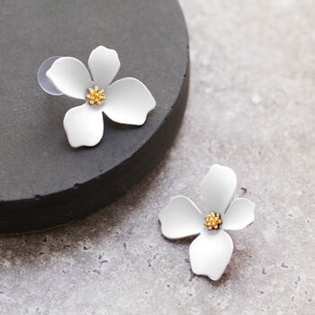 Hand Painted Flower Shaped Stud Earrings In Colours, 9 of 12