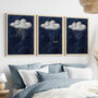 Set Of Three Clouds With Gold Elements Wall Prints, thumbnail 2 of 9