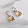 The Square Citrine Silver Gemstone Earrings, thumbnail 1 of 5