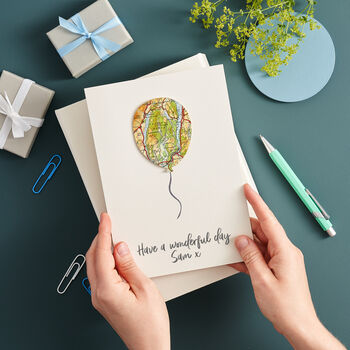 Personalised Map Location Balloon Birthday Card, 4 of 6