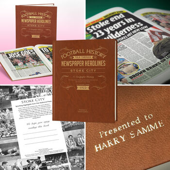 Stoke City Personalised Football Gift Potters Newspaper History Book, 5 of 12