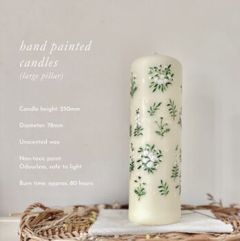 Hand Painted Rose Stem Pillar Candle, 2 of 4