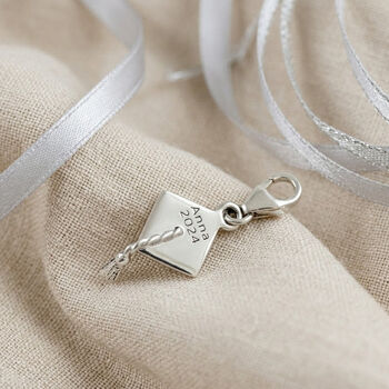 Mortar Board Engraved Silver Graduation Charm And Card, 3 of 11