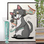 Cat Brushing Teeth Poster For Your Bathroom, thumbnail 1 of 6