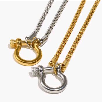 Chunky Shackle Chain Necklace – 18k Gold Plated Or Stainless Steel, Waterproof And Tarnish Free, Modern Unisex Gift, 4 of 8