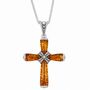 Personalised Sterling Silver Amber Cross Pendant Necklace, thumbnail 5 of 10